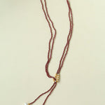 Double - Layer Faceted Gemstone Necklace with Pearl Pendant – Garnet or Gold Ore Option - floysun