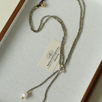 Double - Layer Faceted Gemstone Necklace with Pearl Pendant – Garnet or Gold Ore Option - floysun