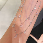 Double Layer White Diamonds Tassel Choker Necklace - floysun
