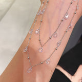 Double Layer White Diamonds Tassel Choker Necklace - floysun