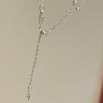 Double Layer White Diamonds Tassel Choker Necklace - floysun