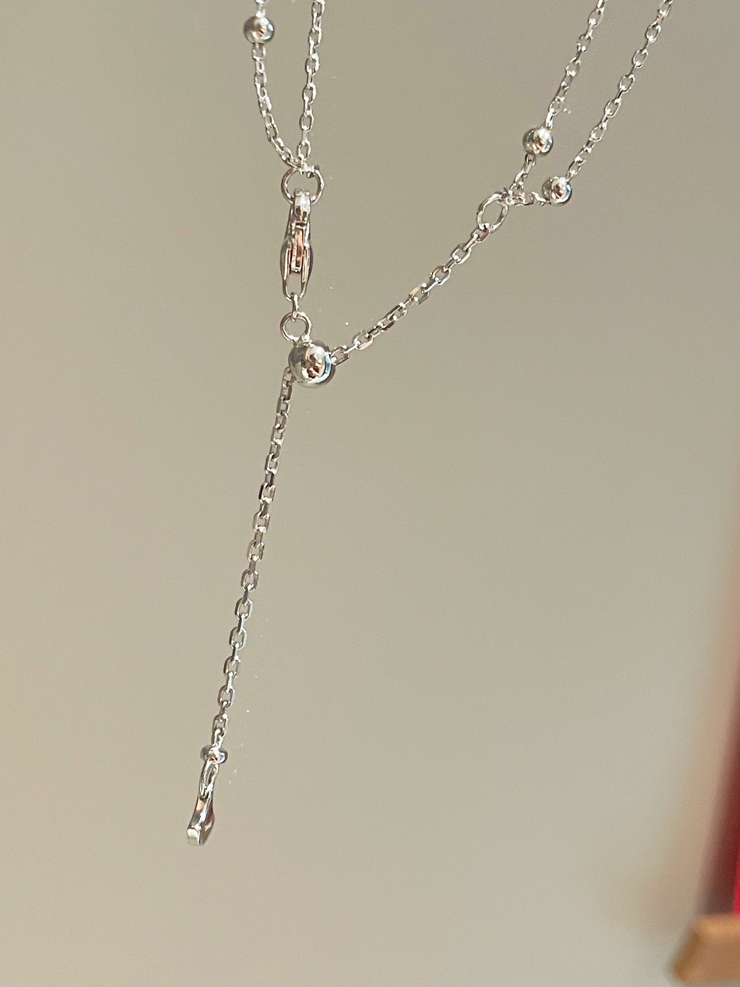 Double Layer White Diamonds Tassel Choker Necklace - floysun
