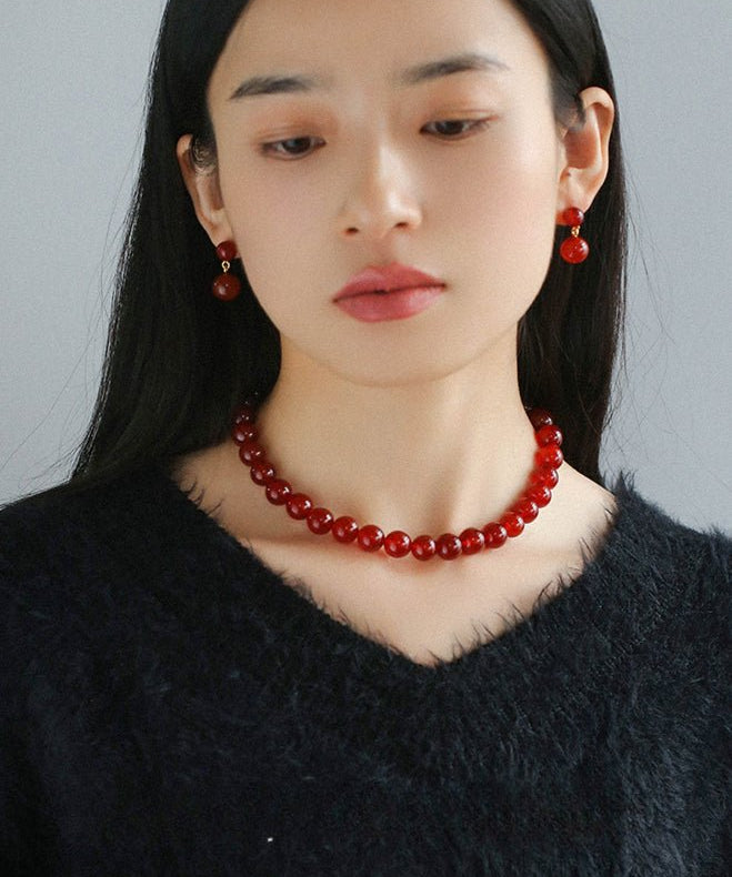 Double Natural Stone Ball Earrings - floysun