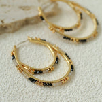 Double Oval Hand-Beaded Natural Gemstone Earrings - floysun