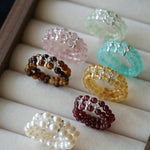 Double - Row Pearl Stretch Ring - floysun
