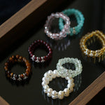 Double - Row Pearl Stretch Ring - floysun