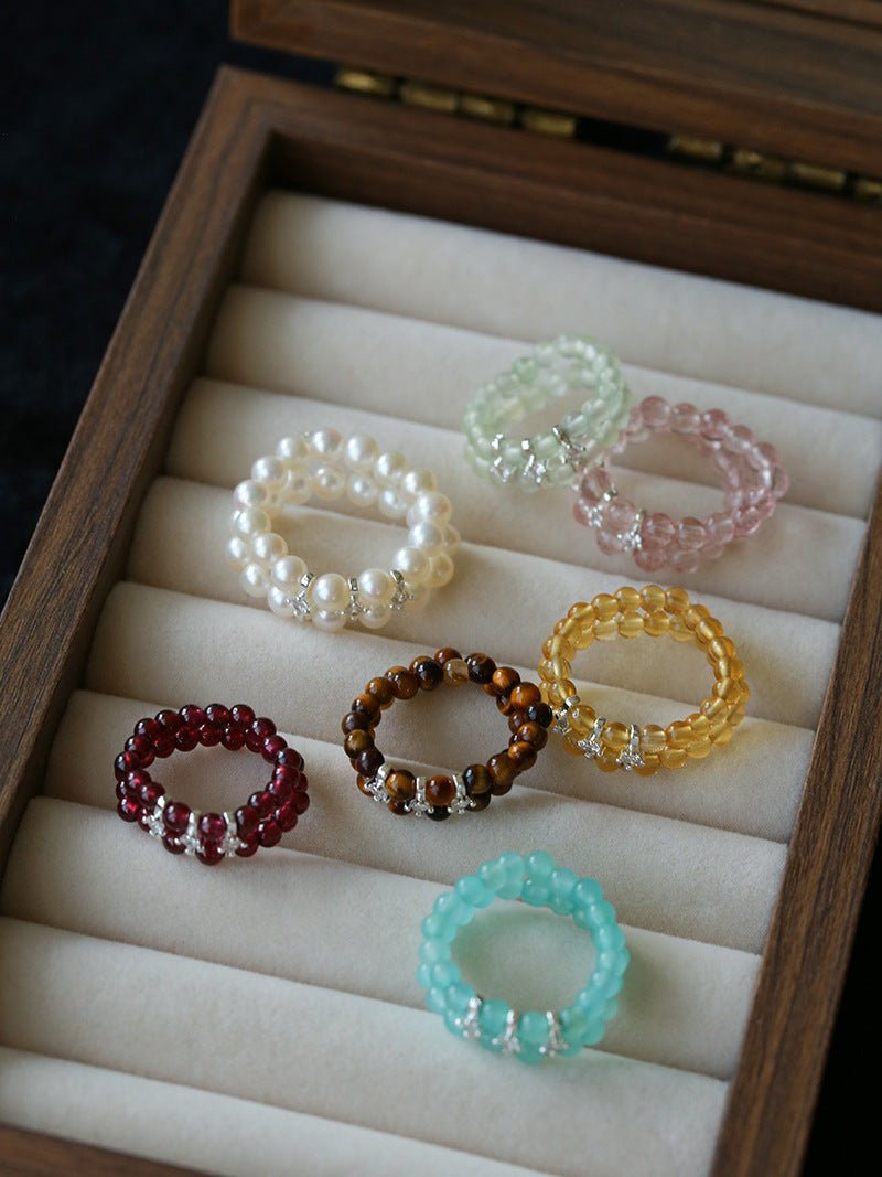Double - Row Pearl Stretch Ring - floysun