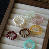 Double - Row Pearl Stretch Ring - floysun