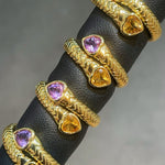 Double Snake Natural Amethyst & Citrine Wrap Ring - floysun