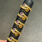 Double Snake Natural Amethyst & Citrine Wrap Ring - floysun