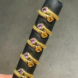 Double Snake Natural Amethyst & Citrine Wrap Ring - floysun