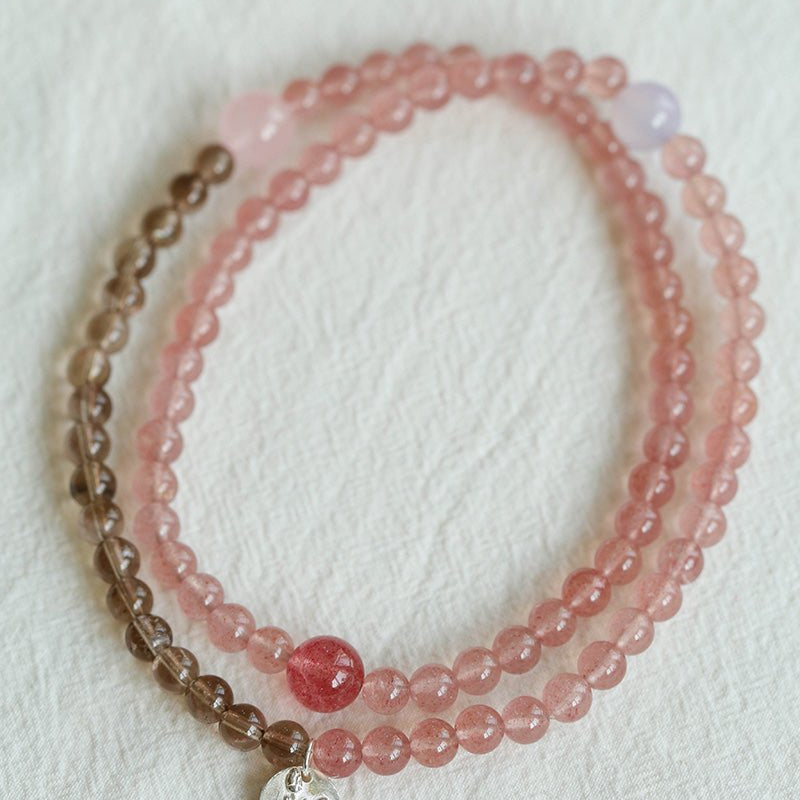 Dream Energy Crystal Bracelet - Triple - Layer Rose Quartz Mix - floysun