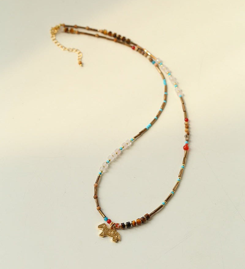 Dream Island Carousel Pony Beaded Necklace - floysun