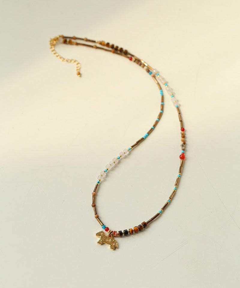 Dream Island Carousel Pony Beaded Necklace - floysun