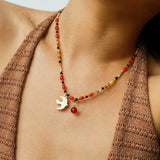 Dream Island Flaming Bird Beaded Necklace - floysun