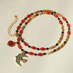 Dream Island Flaming Bird Beaded Necklace - floysun