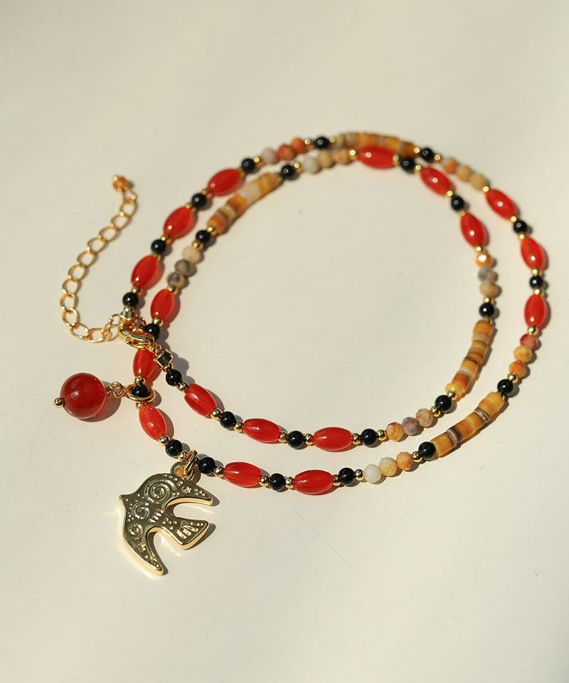 Dream Island Flaming Bird Beaded Necklace - floysun