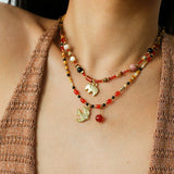 Dream Island Flaming Bird Beaded Necklace - floysun