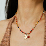 Dream Island Flaming Bird Beaded Necklace - floysun