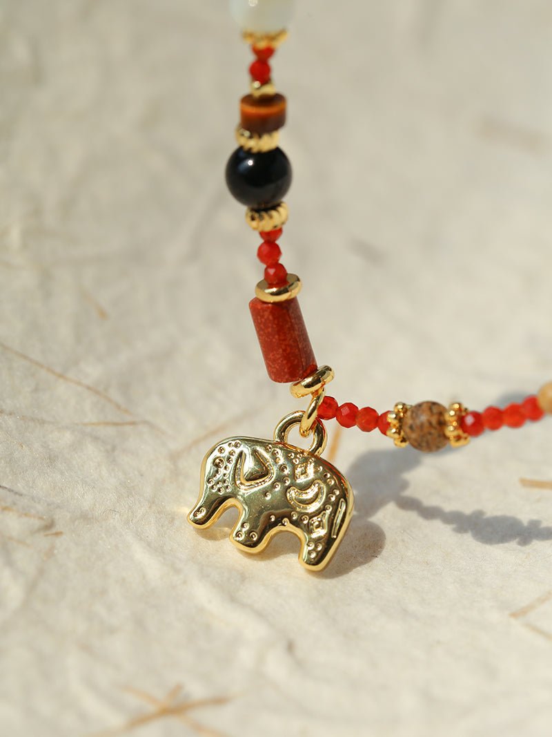 Dream Island Lucky Elephant Beaded Necklace - floysun