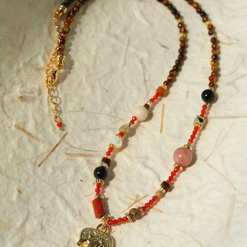 Dream Island Lucky Elephant Beaded Necklace - floysun