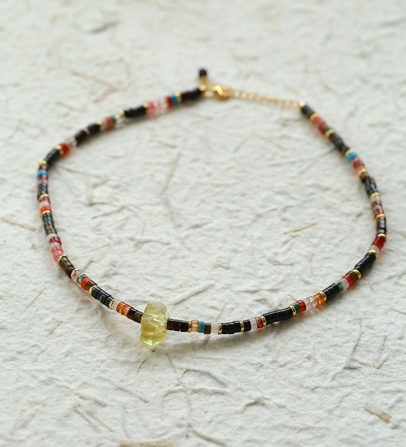 Dreamy Lemon Quartz Beaded Necklace - floysun