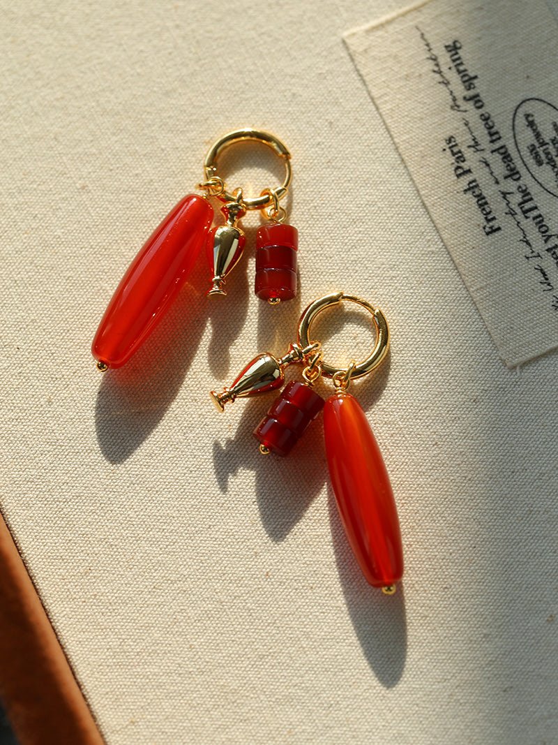 Dual Agate Bottle - Inspired Convertible Earrings - floysun