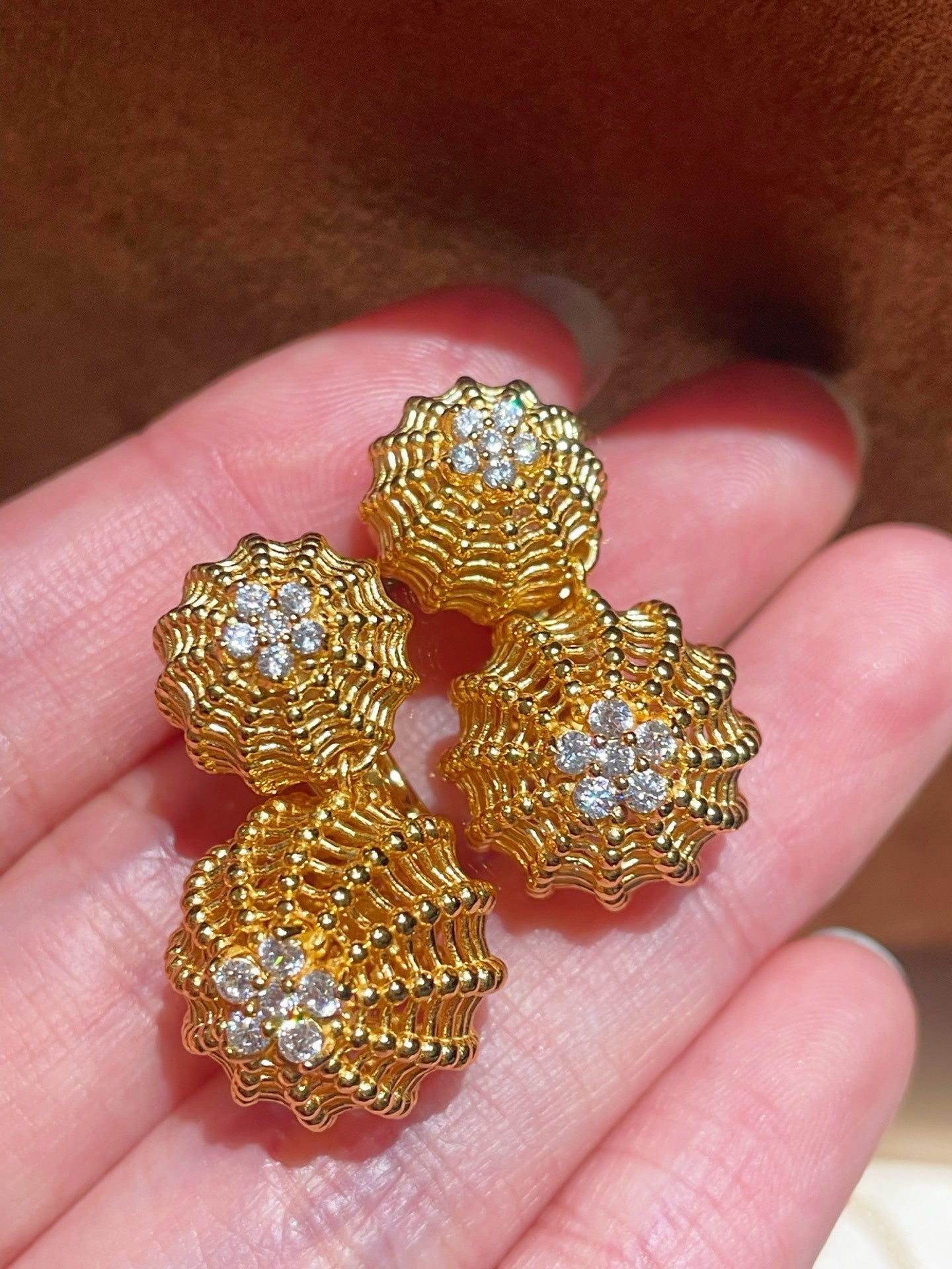 Dual Cactus Ball High Carbon Diamond Stud Earrings - floysun