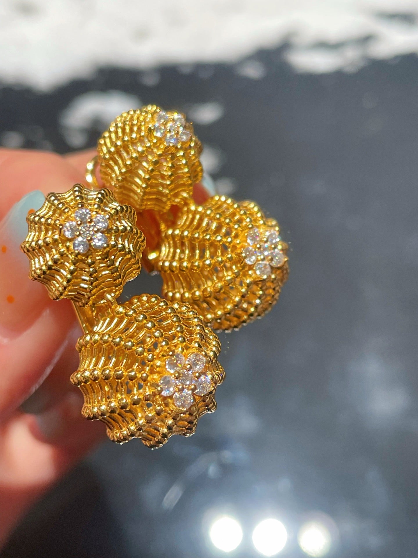 Dual Cactus Ball High Carbon Diamond Stud Earrings - floysun