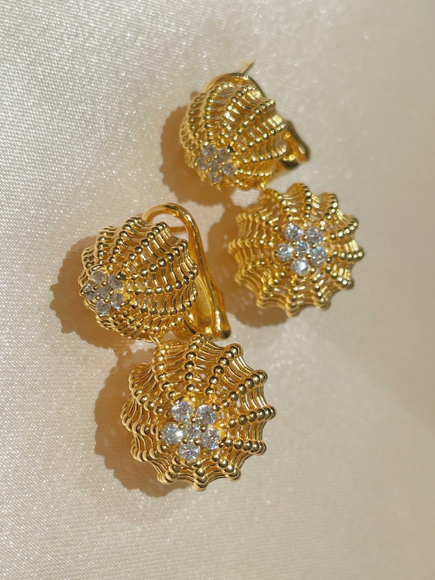 Dual Cactus Ball High Carbon Diamond Stud Earrings - floysun