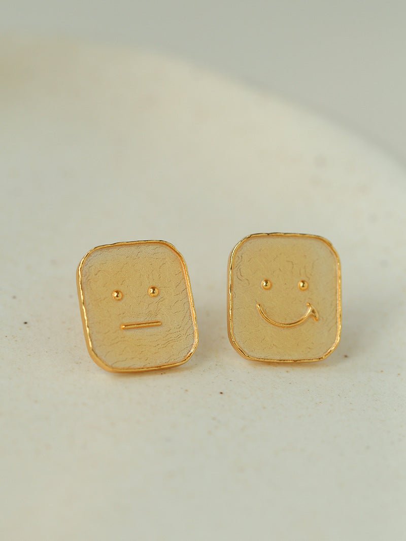 Dual Emotion Square Face Stud Earrings - floysun