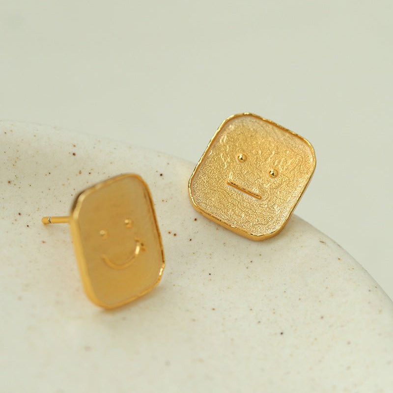 Dual Emotion Square Face Stud Earrings - floysun