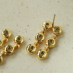 Dual Row Hammered Bezel Cubic Zirconia Tassel Drop Stud Earrings - floysun