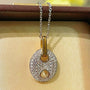 Dual - Tone Halo Circle Pendant Necklace - floysun