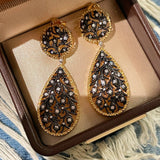 Dual - Wear Gunmetal Gold Hollow Leaf Drop Earrings - floysun
