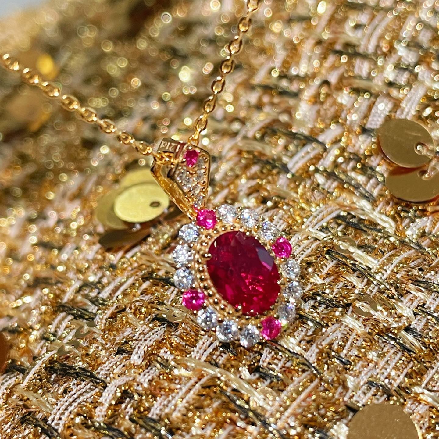Duchess Series Oval Red Ruby Necklace - floysun