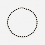 Duet Black Ebony Wood and Brushed Sterling Silver Beaded Necklace - floysun