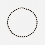Duet Black Ebony Wood and Brushed Sterling Silver Beaded Necklace - floysun