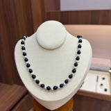 Duet Black Ebony Wood and Brushed Sterling Silver Beaded Necklace - floysun