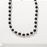 Duet Black Ebony Wood and Brushed Sterling Silver Beaded Necklace - floysun