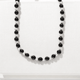 Duet Black Ebony Wood and Brushed Sterling Silver Beaded Necklace - floysun
