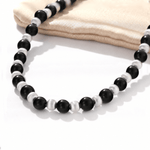 Duet Black Ebony Wood and Brushed Sterling Silver Beaded Necklace - floysun