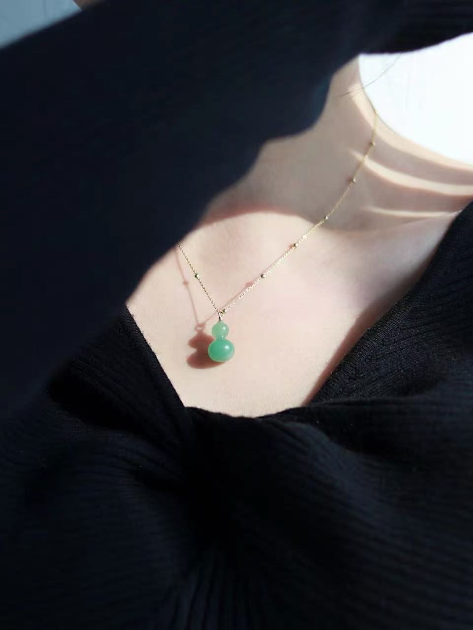 Duling Jade Gourd Pendant Necklace - floysun