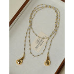 Dusk Spoon – Flash Moonstone & Faceted Pyrite Beads Necklace with Vintage Spoon Pendant - floysun
