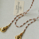 Dusk Spoon – Flash Stone & Garnet Beaded Necklace with Vintage Spoon Pendant - floysun