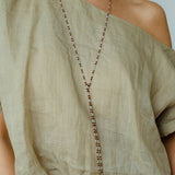 Dusk Spoon – Flash Stone & Garnet Beaded Necklace with Vintage Spoon Pendant - floysun