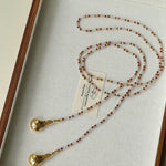Dusk Spoon – Flash Stone & Garnet Beaded Necklace with Vintage Spoon Pendant - floysun