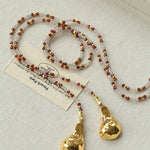 Dusk Spoon – Flash Stone & Garnet Beaded Necklace with Vintage Spoon Pendant - floysun