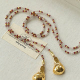 Dusk Spoon – Flash Stone & Garnet Beaded Necklace with Vintage Spoon Pendant - floysun