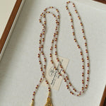 Dusk Spoon – Flash Stone & Garnet Beaded Necklace with Vintage Spoon Pendant - floysun